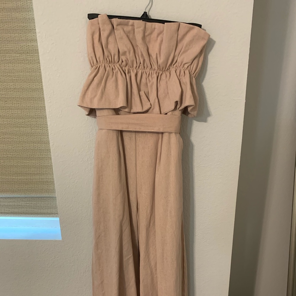 Linen jumpsuit with tie back